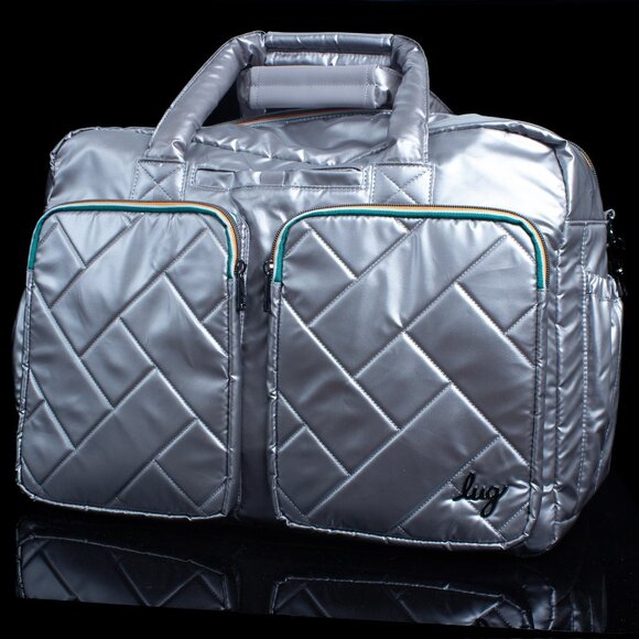 Lug Drifter Quilted Silver Tote Bag With Double Zipper Closure & Multi-Pockets - Picture 9 of 12